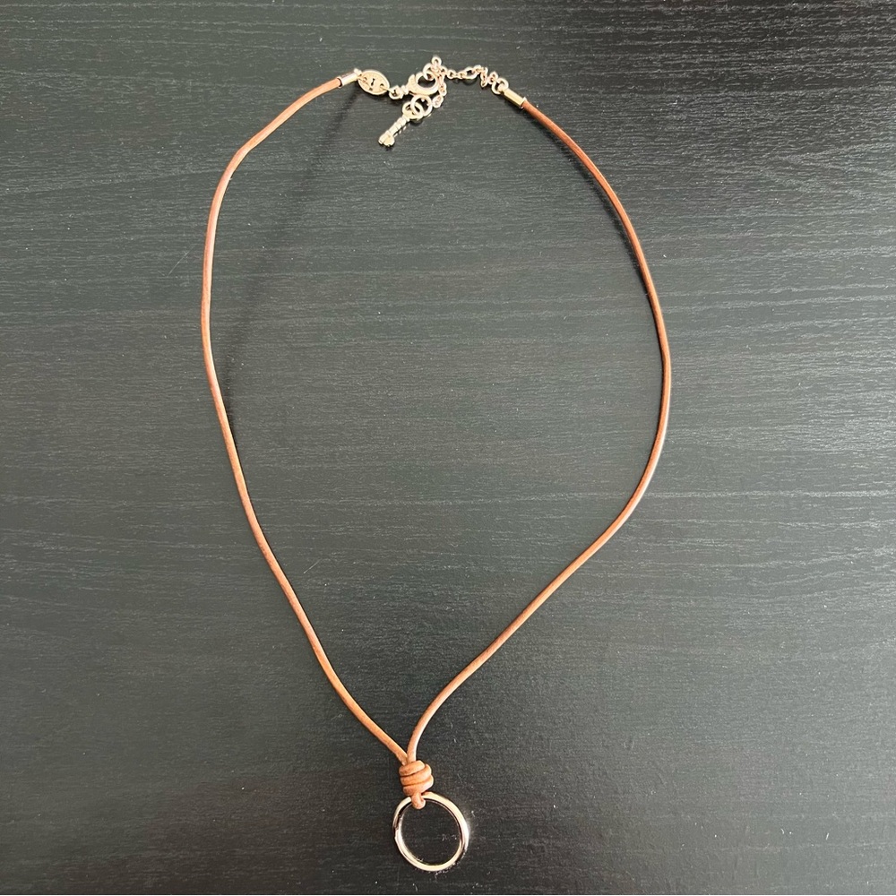 Fossil Women's Necklace Choker Charm Necklace Leather